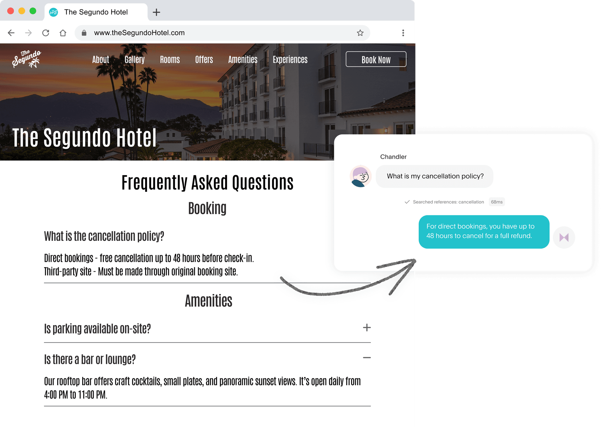 Reduce guest inquiries with AI that reads your website.
